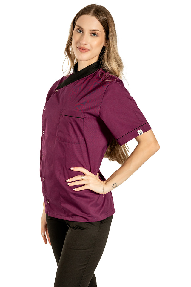 Tunica bucatar dama, visina, cu maneca scurta, inchidere cu capse