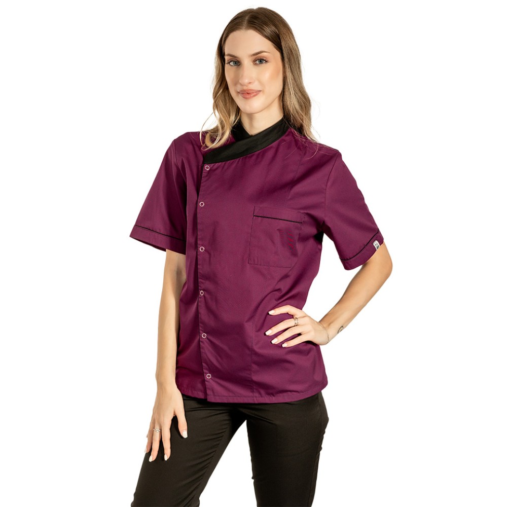 Tunica bucatar dama, visina, cu maneca scurta, inchidere cu capse