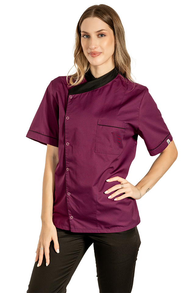 Tunica bucatar dama, visina, cu maneca scurta, inchidere cu capse