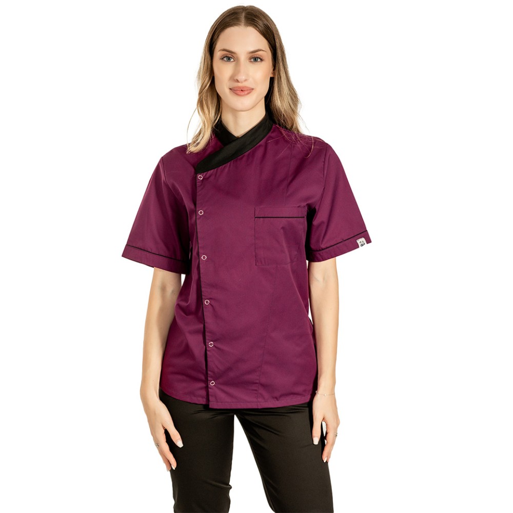 Tunica bucatar dama, visina, cu maneca scurta, inchidere cu capse