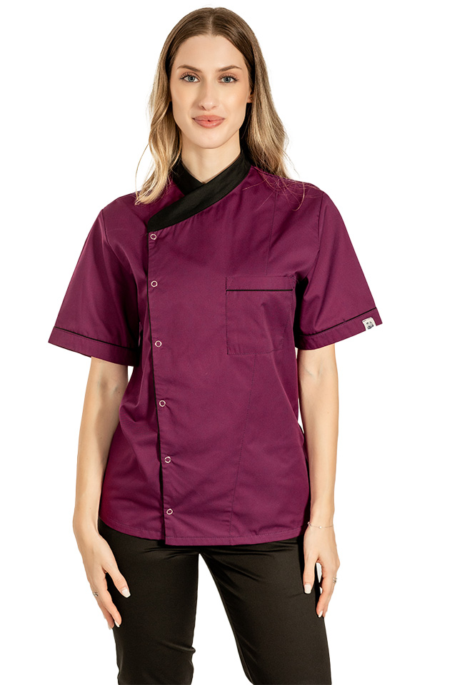 Tunica bucatar dama, visina, cu maneca scurta, inchidere cu capse