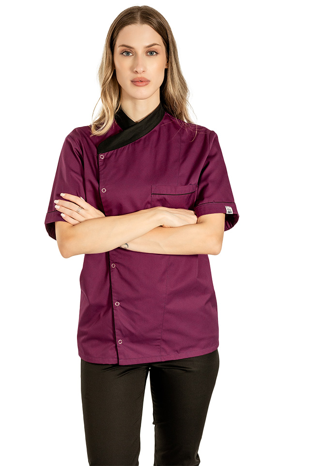 Tunica bucatar dama, visina, cu maneca scurta, inchidere cu capse