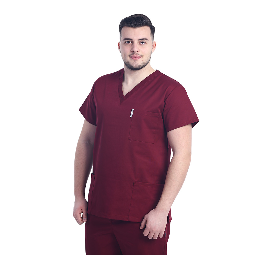 Uniforma de lucru barbati grena cu pantaloni cu snur si elastic in talie