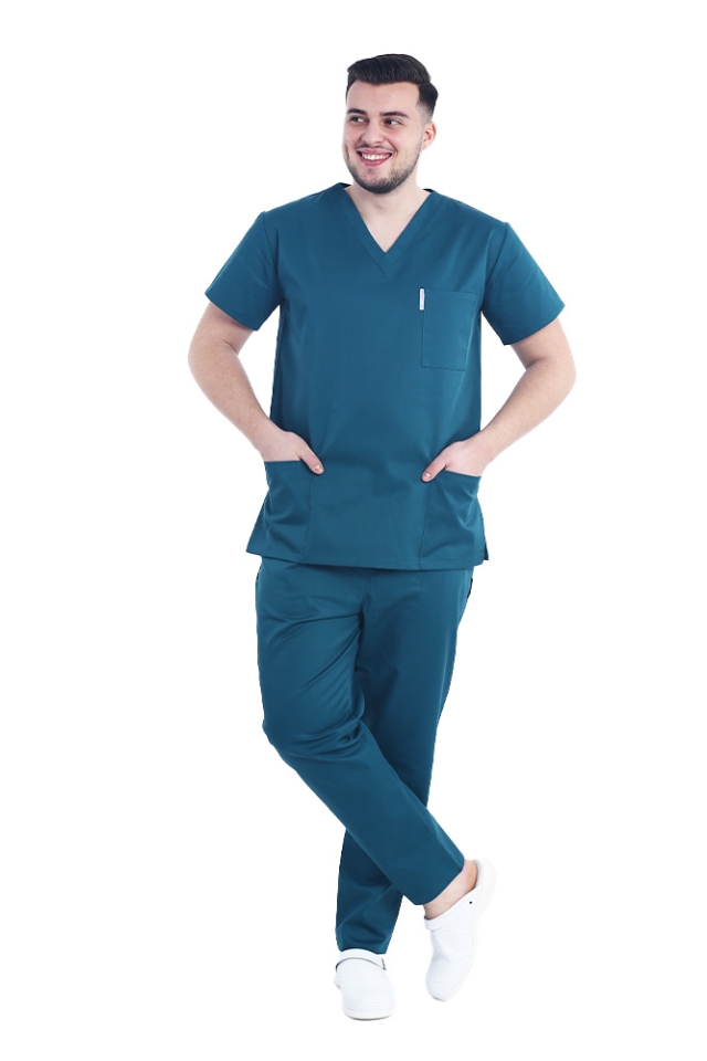 Uniforma de lucru barbati verde tuborg cu pantaloni cu snur si elastic in talie..