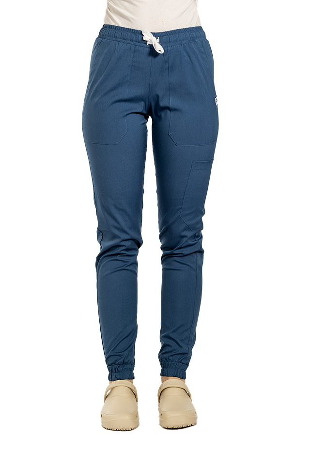 Pantaloni de lucru cu elastan tip jogger jeans cu snur si elastic in talie si la glezna..