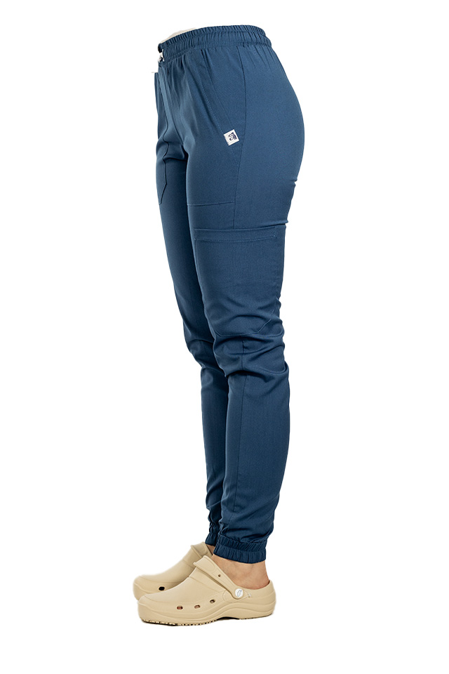 Pantaloni de lucru cu elastan tip jogger jeans cu snur si elastic in talie si la glezna