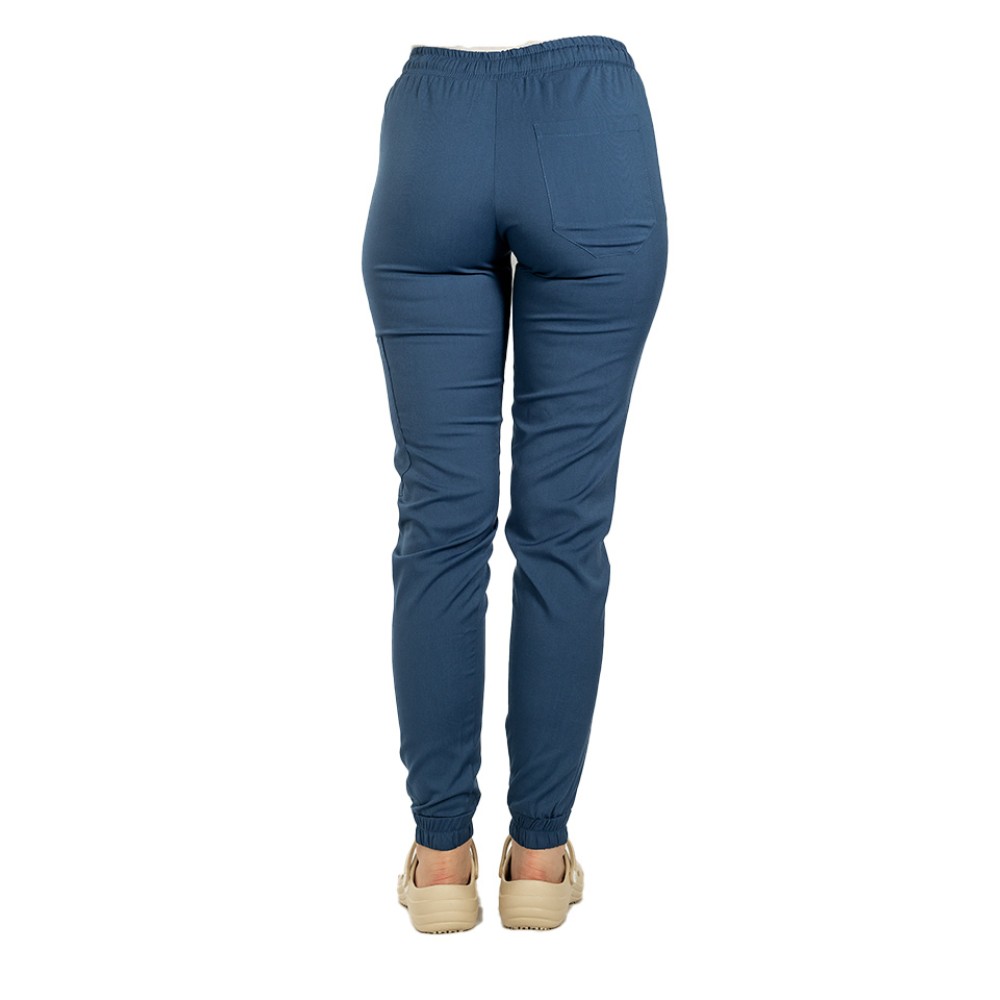 Pantaloni de lucru cu elastan tip jogger jeans cu snur si elastic in talie si la glezna