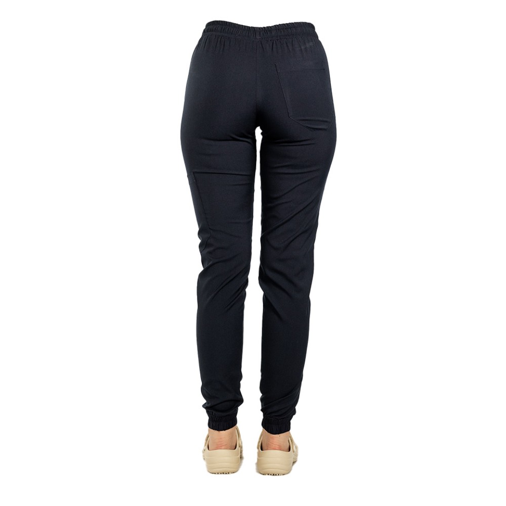 Pantaloni de lucru cu elastan tip jogger bleumarin cu snur si elastic in talie si la glezna