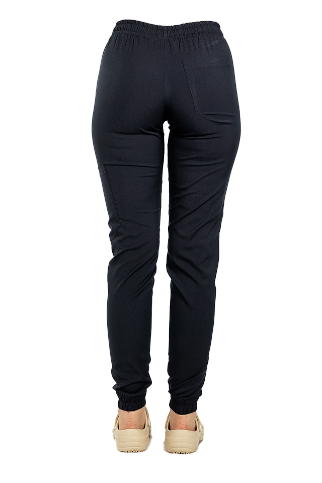 Pantaloni de lucru cu elastan tip jogger bleumarin cu snur si elastic in talie si la glezna