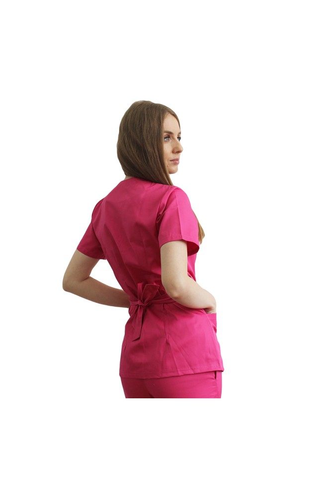 Costum receptionera ciclam, cu bluza tip kimono si pantaloni ciclam cu elastic