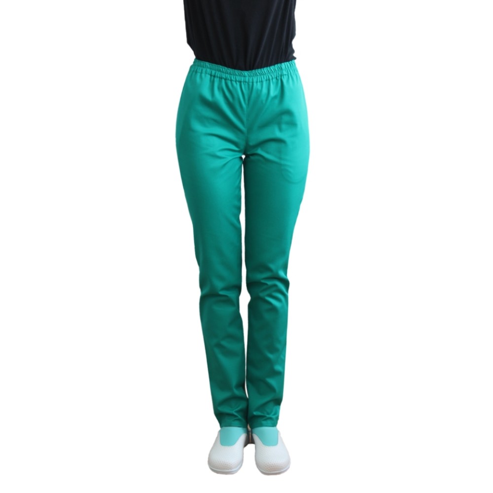 Pantaloni de lucru verde cu elastic si doua buzunare laterale