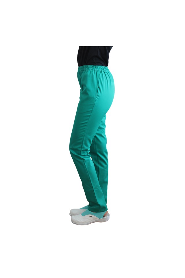 Pantaloni de lucru verde cu elastic si doua buzunare laterale
