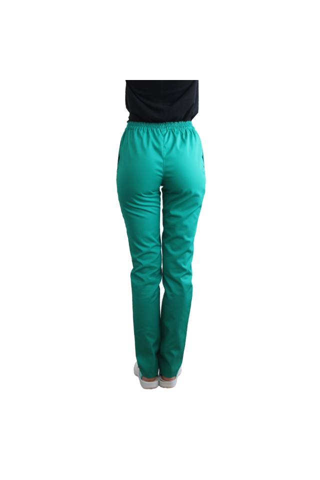 Pantaloni de lucru verde cu elastic si doua buzunare laterale