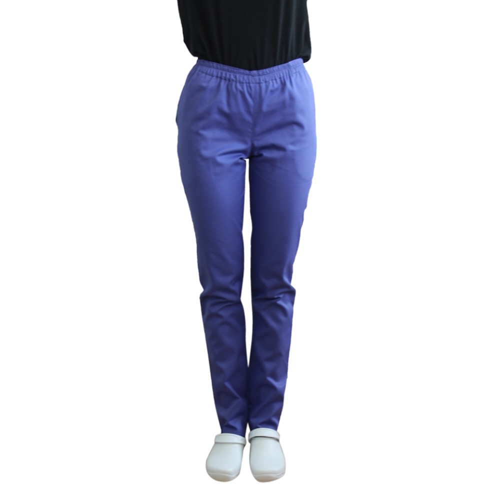 Pantaloni de lucru mov cu elastic si doua buzunare laterale