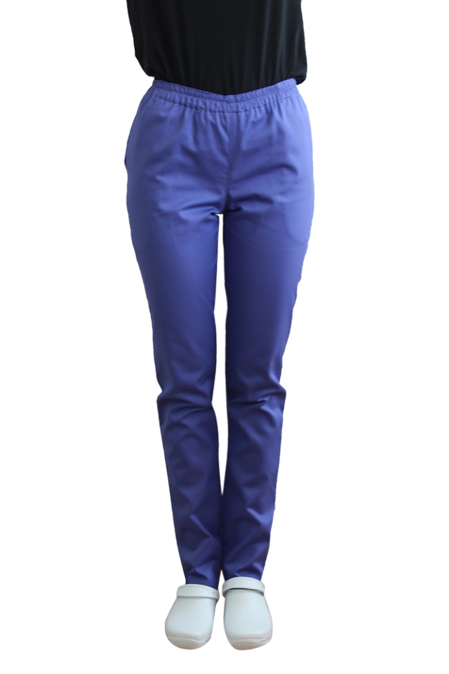 Pantaloni de lucru mov cu elastic si doua buzunare laterale