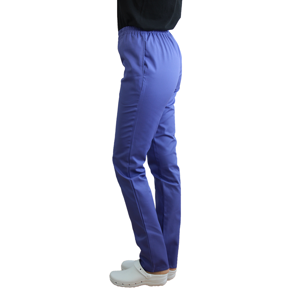 Pantaloni de lucru mov cu elastic si doua buzunare laterale