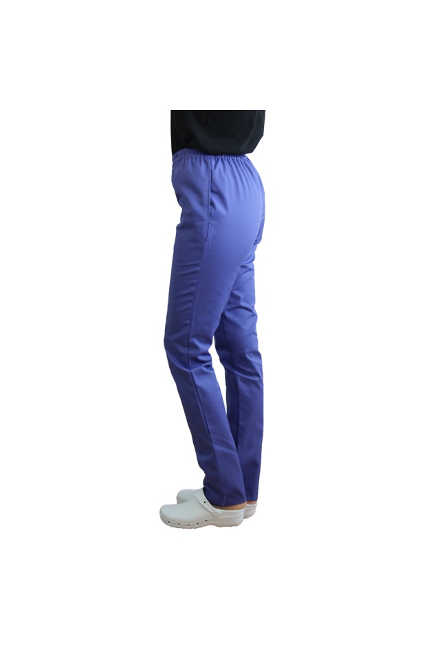 Pantaloni de lucru mov cu elastic si doua buzunare laterale