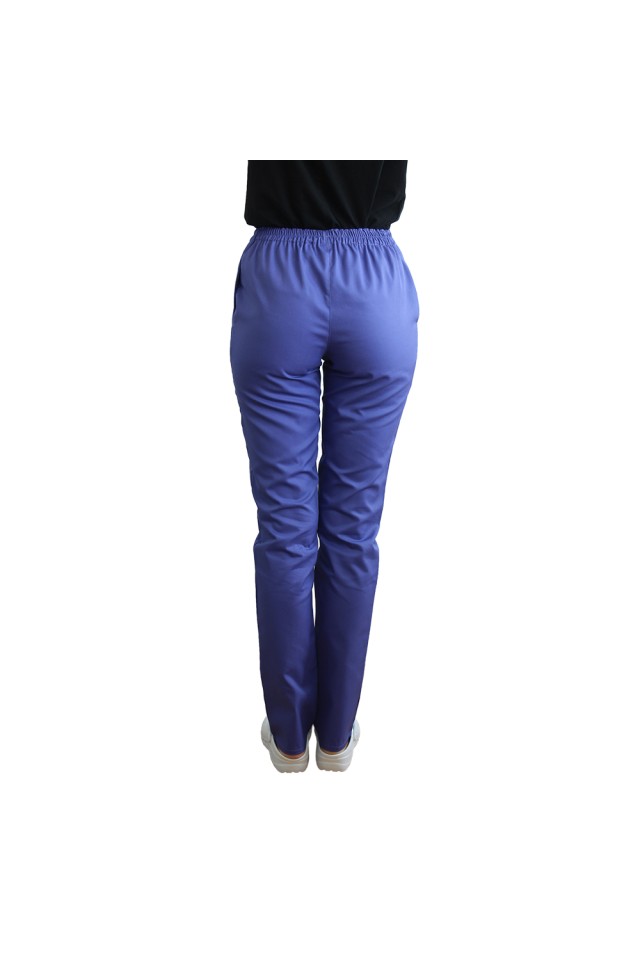 Pantaloni de lucru mov cu elastic si doua buzunare laterale