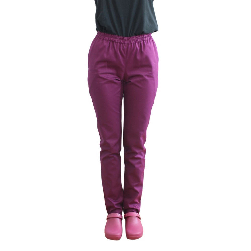 Pantaloni de lucru visina cu elastic si doua buzunare laterale