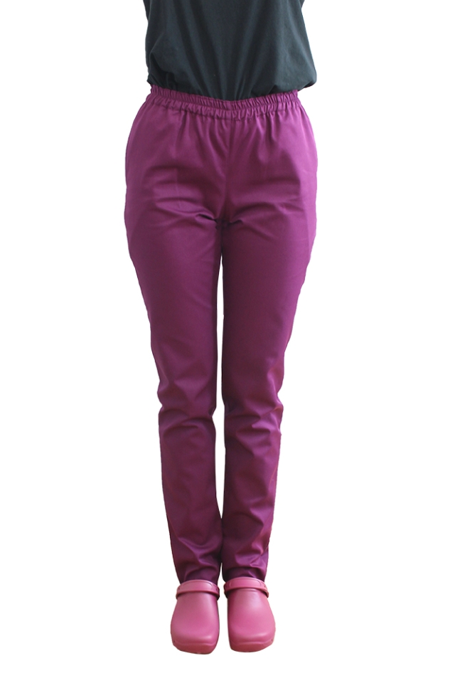 Pantaloni de lucru visina cu elastic si doua buzunare laterale