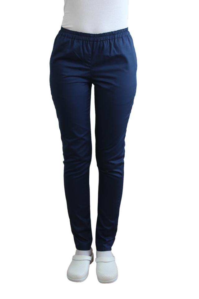 Pantaloni de lucru bleumarin cu elastic si doua buzunare laterale