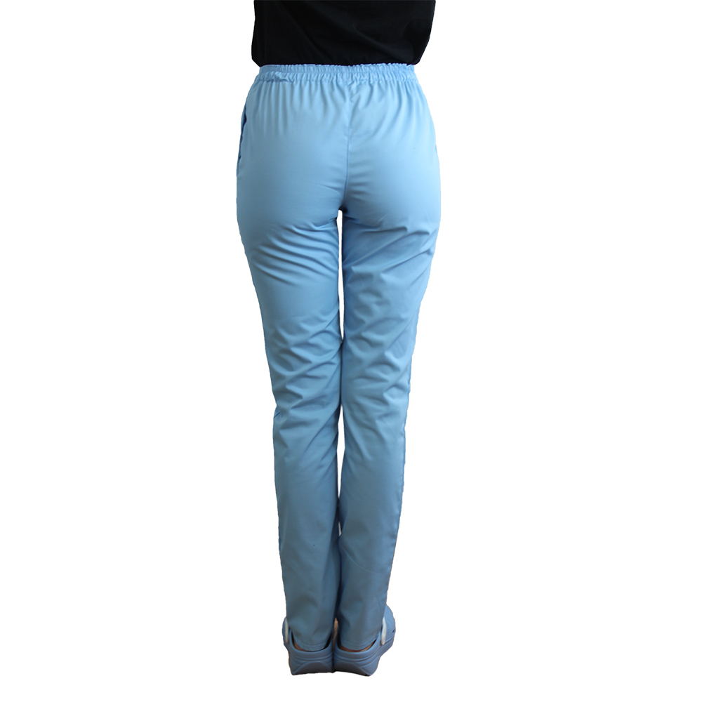 Pantaloni de lucru cu elastan dama bleu cu snur si elastic, doua buzunare laterale