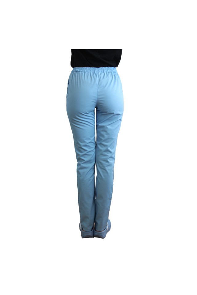 Pantaloni de lucru cu elastan dama bleu cu snur si elastic, doua buzunare laterale